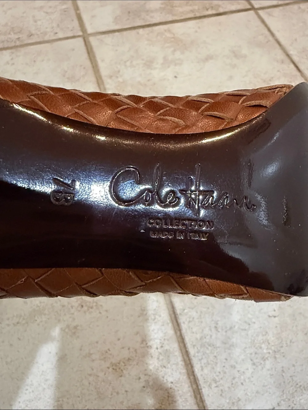Cole Haan Woven Leather Pumps in Chestnut Brown